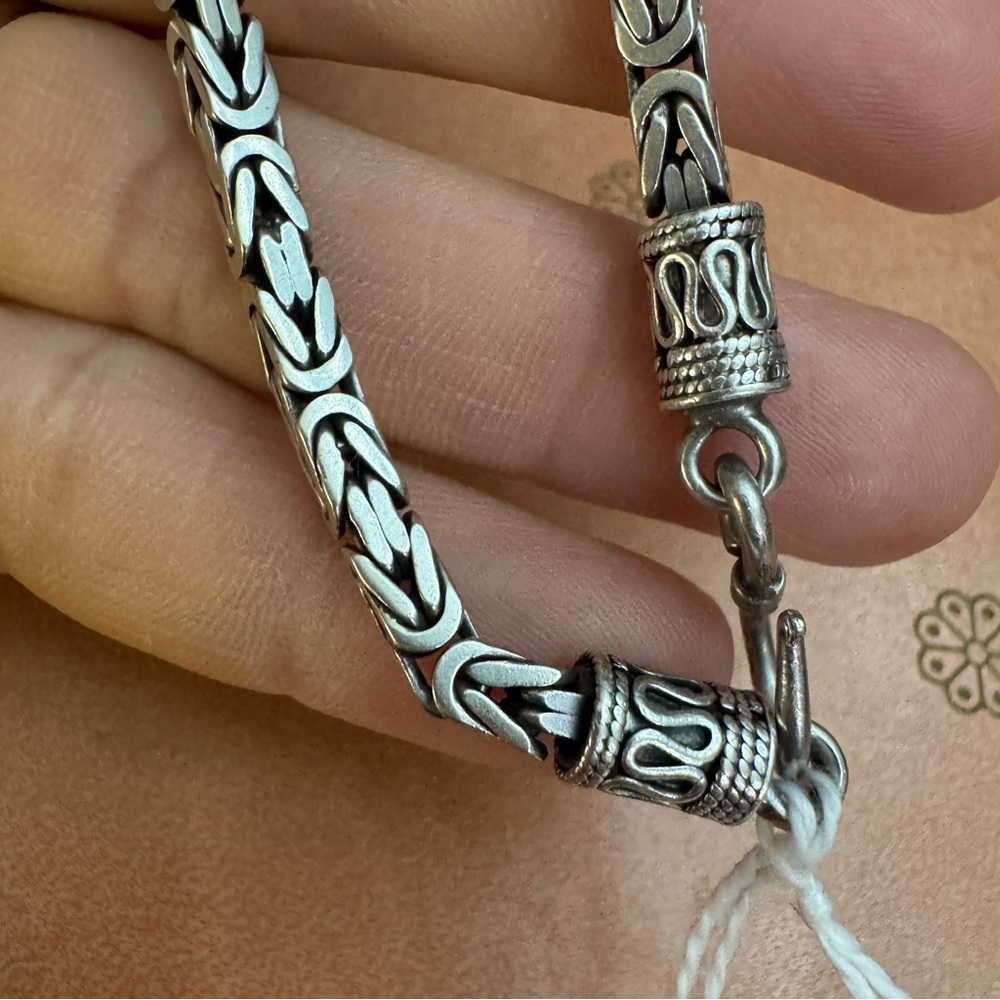 Solid 925 Sterling Silver Byzantine Bracelet - image 3
